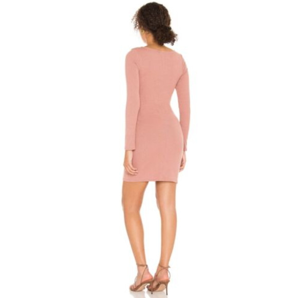 Astr Corset Blush Long Sleeve Cocktail Dress Mini Ribbed Medium - Picture 3 of 8